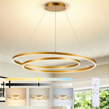 BRILAGI - LED-dimbare pendellamp aan kabel TWISTER LED/105W/230V 3000–6000K Ø 100 cm goud + afstandsbediening