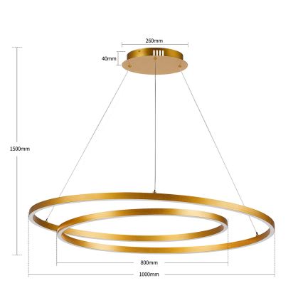 BRILAGI - LED-dimbare pendellamp aan kabel TWISTER LED/105W/230V 3000–6000K Ø 100 cm goud + afstandsbediening