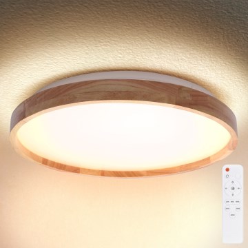Brilagi - LED dimbare plafondlamp ALSON LED/48W/230V 3000-6500K eiken Ø 39,5 cm + afstandsbediening