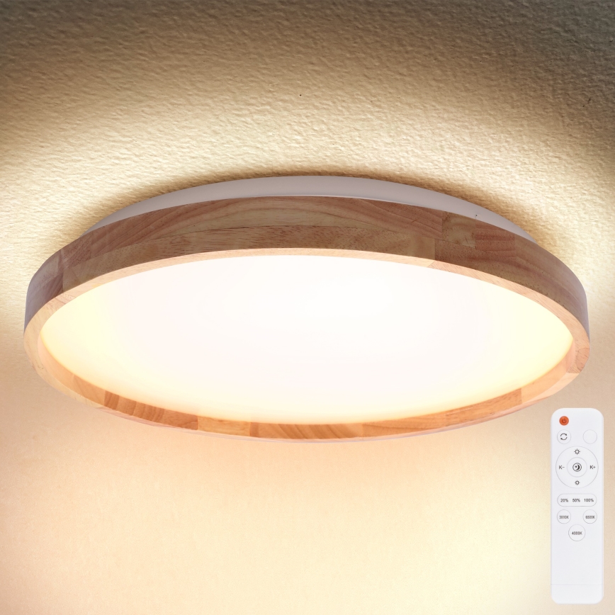 Brilagi - LED dimbare plafondlamp ALSON LED/48W/230V 3000-6500K eiken Ø 39,5 cm + afstandsbediening