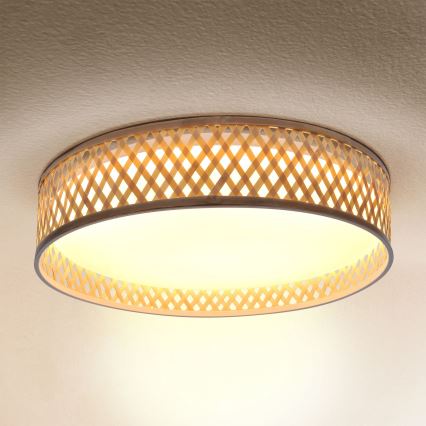 Brilagi - LED dimbare plafondlamp CAMILA LED/48W/230V 3000-6500K bamboe Ø 40 cm + afstandsbediening