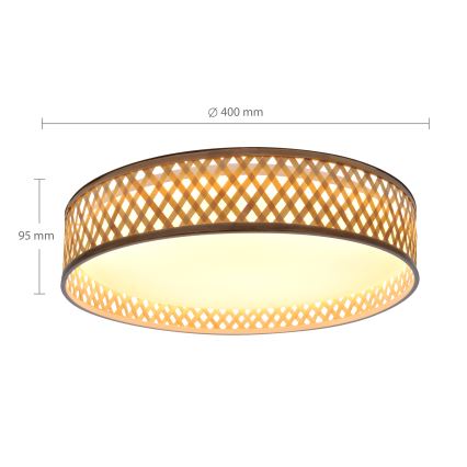 Brilagi - LED dimbare plafondlamp CAMILA LED/48W/230V 3000-6500K bamboe Ø 40 cm + afstandsbediening
