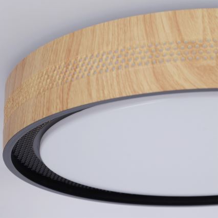 Brilagi - Dimbare LED-plafondlamp COCI LED/48W/230V 3000-6500K Ø 39 cm houtdecor/zwart + afstandsbediening