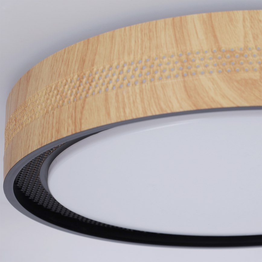Brilagi - Dimbare LED-plafondlamp COCI LED/48W/230V 3000-6500K Ø 39 cm houtdecor/zwart + afstandsbediening