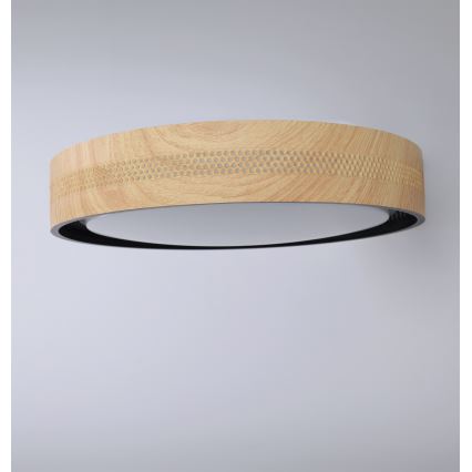 Brilagi - Dimbare LED-plafondlamp COCI LED/48W/230V 3000-6500K Ø 39 cm houtdecor/zwart + afstandsbediening