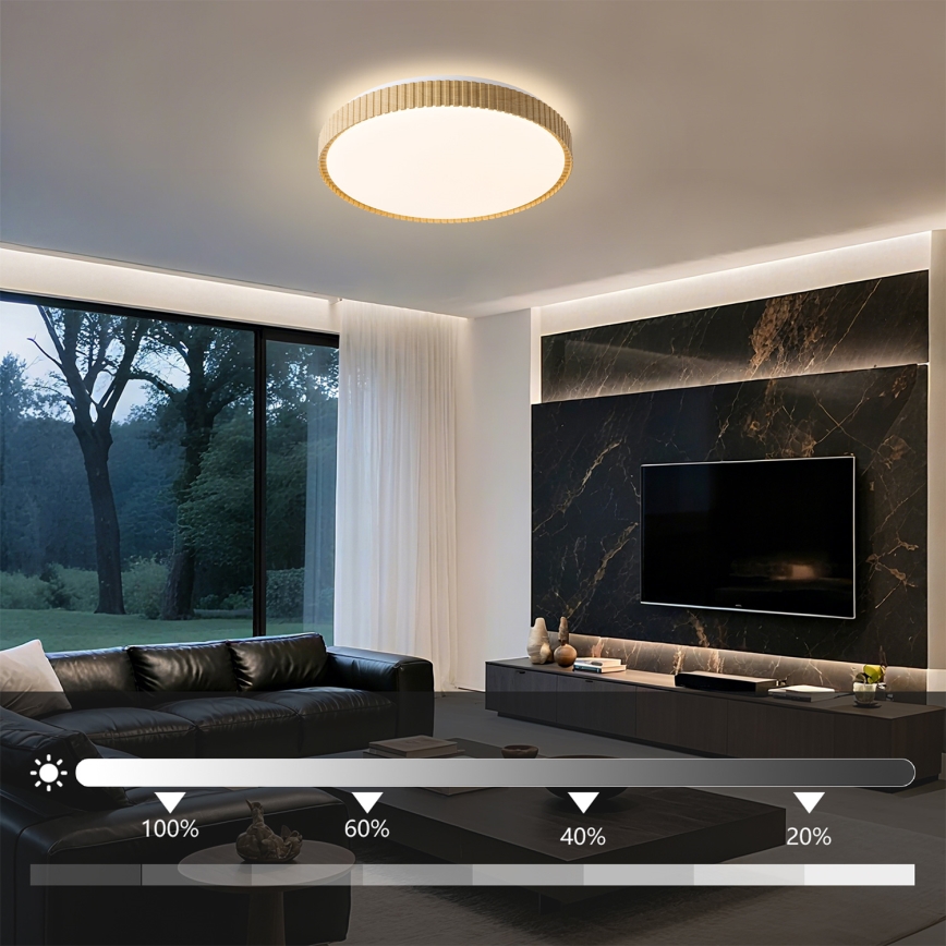 Brilagi - Dimbare LED-plafondlamp CORVO LED/72W/230V 3000-6000K houtdecor Ø 50 cm + afstandsbediening