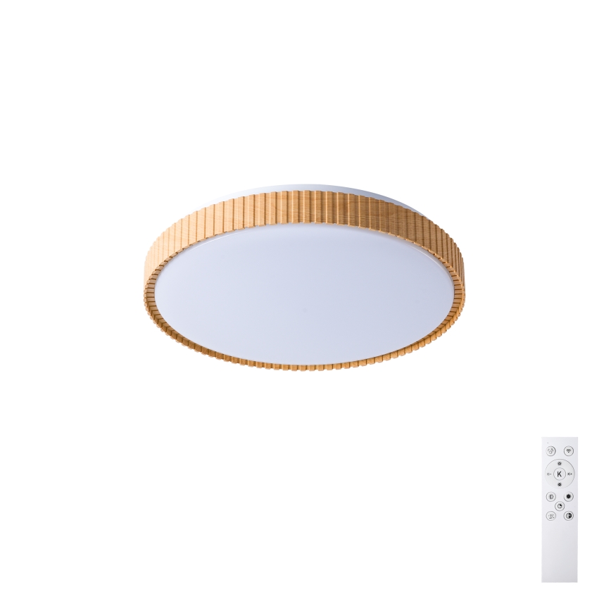Brilagi - Dimbare LED-plafondlamp CORVO LED/72W/230V 3000-6000K houtdecor Ø 50 cm + afstandsbediening