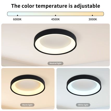 Brilagi - LED dimbare plafondlamp FALCON MODERN LED/30W/230V 3000-6500K Ø 40 cm zwart + afstandsbediening