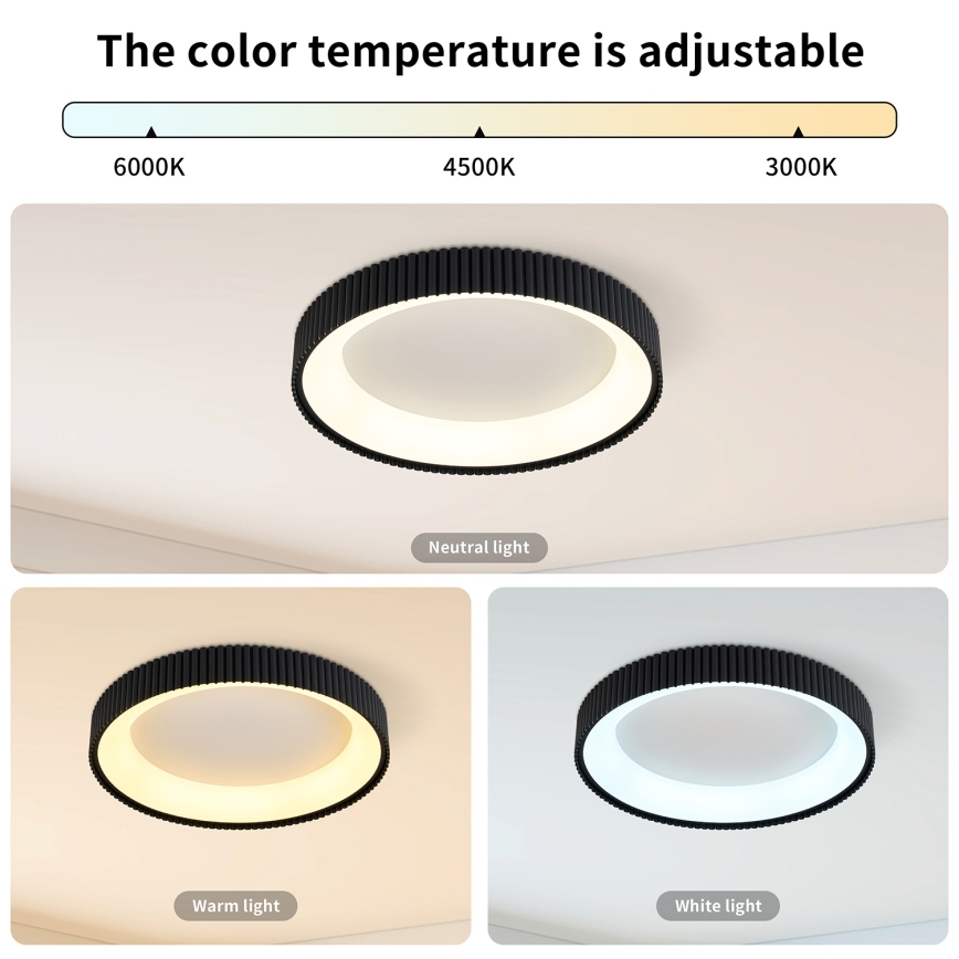 Brilagi - LED dimbare plafondlamp FALCON MODERN LED/30W/230V 3000-6500K Ø 40 cm zwart + afstandsbediening