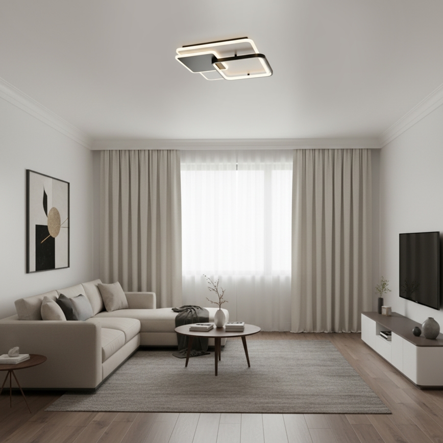 Brilagi - dimbare LED-plafondlamp FLARE LED/64W/230V 3000-6000K 45x45 cm wit/zwart + afstandsbediening
