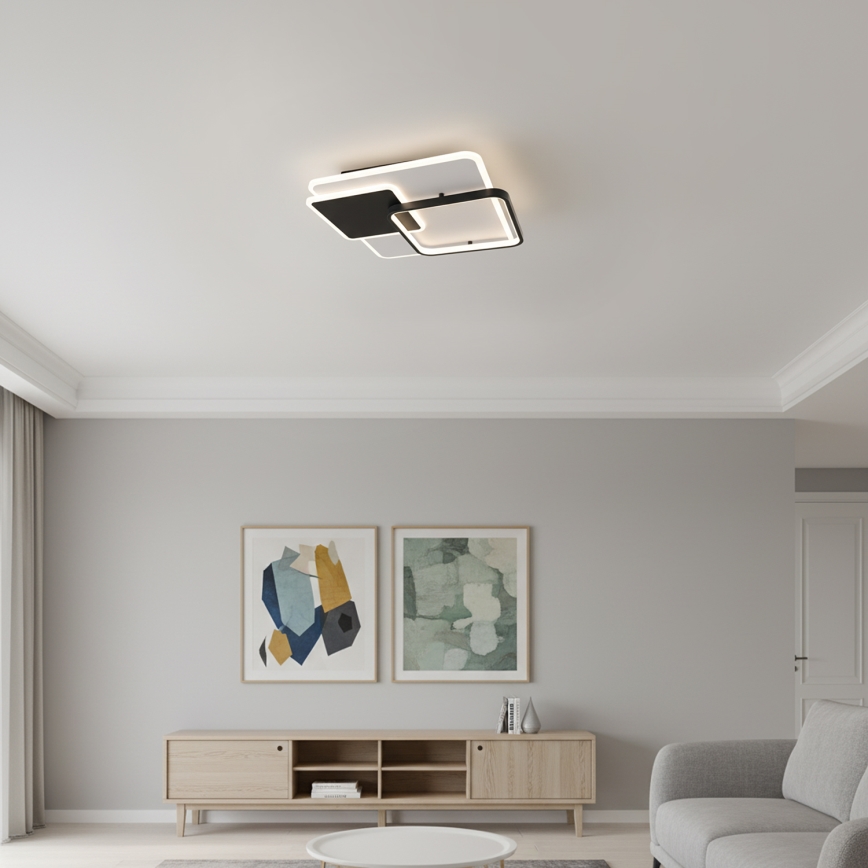 Brilagi - dimbare LED-plafondlamp FLARE LED/64W/230V 3000-6000K 45x45 cm wit/zwart + afstandsbediening