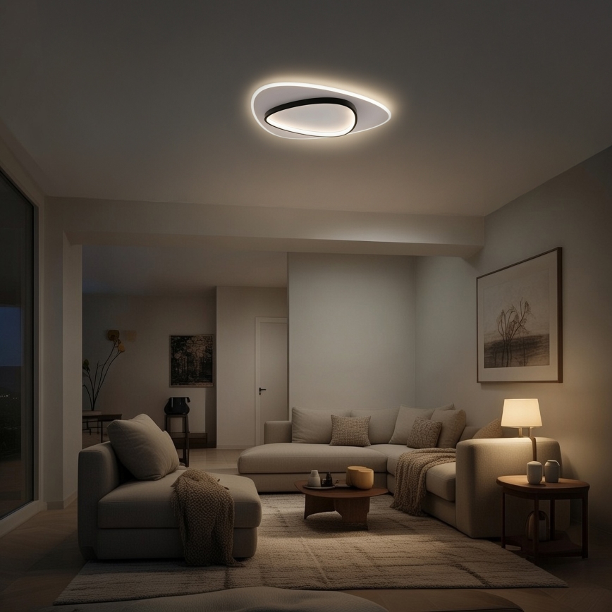 Brilagi - Dimbare LED-plafondlamp FLARE LED/70W/230V 3000-6000K 55x55 cm wit/zwart + afstandsbediening