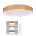 Brilagi - LED-dimbare plafondlamp FLOCO LED/48W/230V Ø 40 cm houtdecor/wit + afstandsbediening