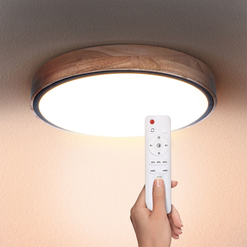 Brilagi - LED dimbare plafondlamp GLORIA LED/48W/230V 3000-6500K eiken Ø 40 cm + afstandsbediening