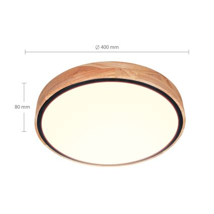 Brilagi - LED dimbare plafondlamp GLORIA LED/48W/230V 3000-6500K eiken Ø 40 cm + afstandsbediening