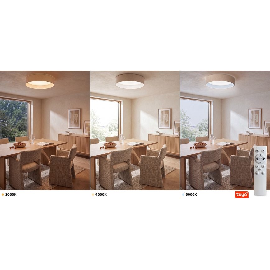 Brilagi - LED dimbare plafondlamp VELVET SMARTIX STARS LED/36W/230V 3000–6000K Ø 55 cm crème Wi‑Fi Tuya Beacon + afstandsbediening