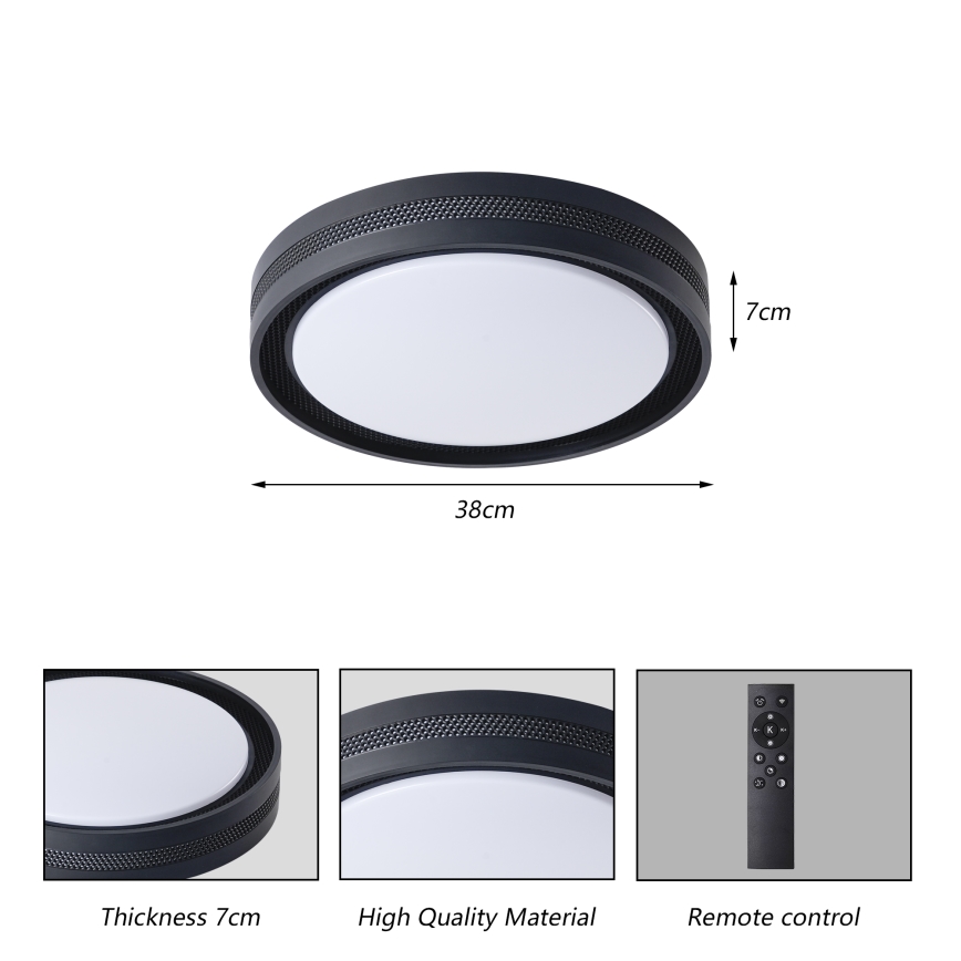 Brilagi - KREON LED dimbare plafondlamp LED/54W/230V 3000-6000K zwart Ø 38 cm + afstandsbediening