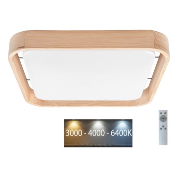 Brilagi - LED dimbare plafondlamp MANAROLA CUBIC LED/24W/230V 3000-6500K dennenhout + afstandsbediening