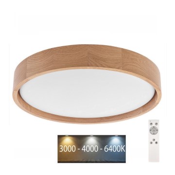 Brilagi - LED dimbare plafondlamp MANAROLA LED/24W/230V 3000-6500K eiken + afstandsbediening