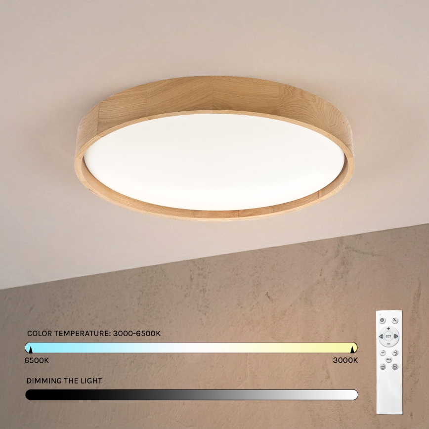 Brilagi - LED dimbare plafondlamp MANAROLA REMOTE LED/36W/230V 3000-6500K Ø51 cm eiken + afstandsbediening