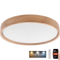 Brilagi - LED dimbare plafondlamp MANAROLA SMART LED/36W/230V 2700-6500K eiken Ø 51 cm Wi-Fi + Tuya afstandsbediening