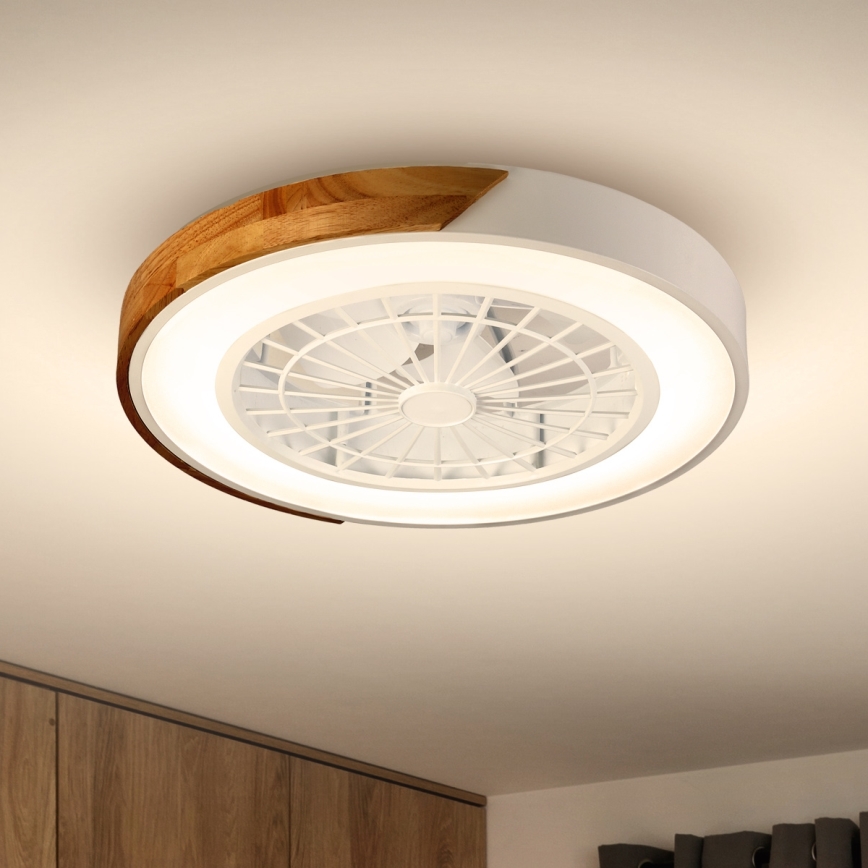 Brilagi - LED Dimbare plafondlamp met ventilator LED/30W/230V 3000-6500K wit/eiken + afstandsbediening