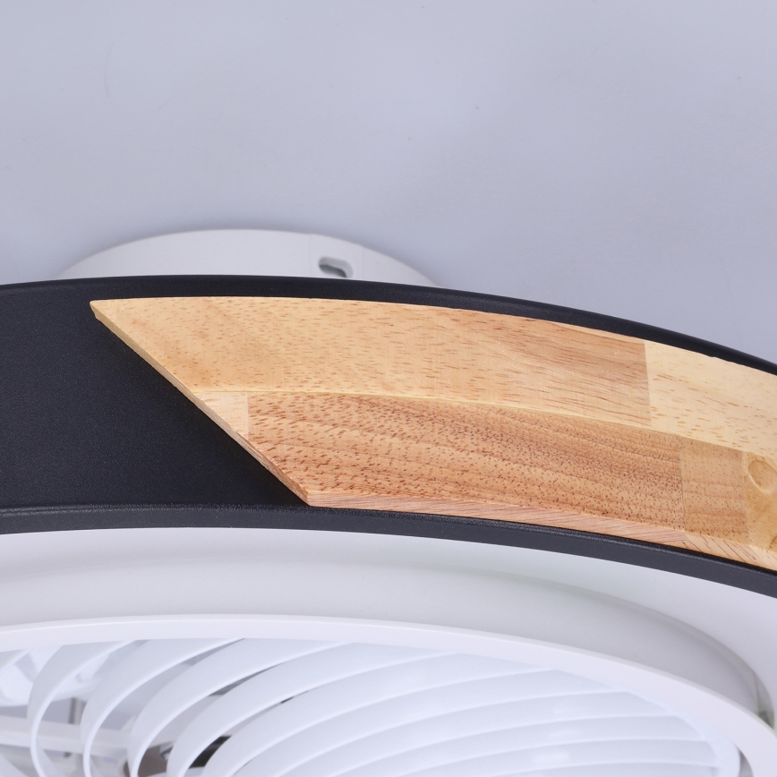 Brilagi - Dimbare LED-plafondlamp met ventilator LED/30W/230V 3000-6500K Ø 50 cm zwart/eiken + afstandsbediening