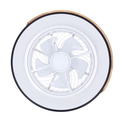Brilagi - Dimbare LED-plafondlamp met ventilator LED/30W/230V 3000-6500K Ø 50 cm zwart/eiken + afstandsbediening