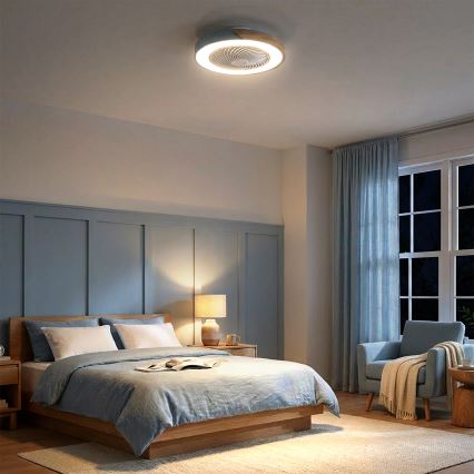 Brilagi - Dimbare LED-plafondlamp met ventilator LED/38W/230V 3000-6500K Ø 50 cm blauw/eiken + afstandsbediening