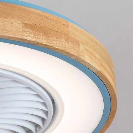 Brilagi - Dimbare LED-plafondlamp met ventilator LED/38W/230V 3000-6500K Ø 50 cm blauw/eiken + afstandsbediening
