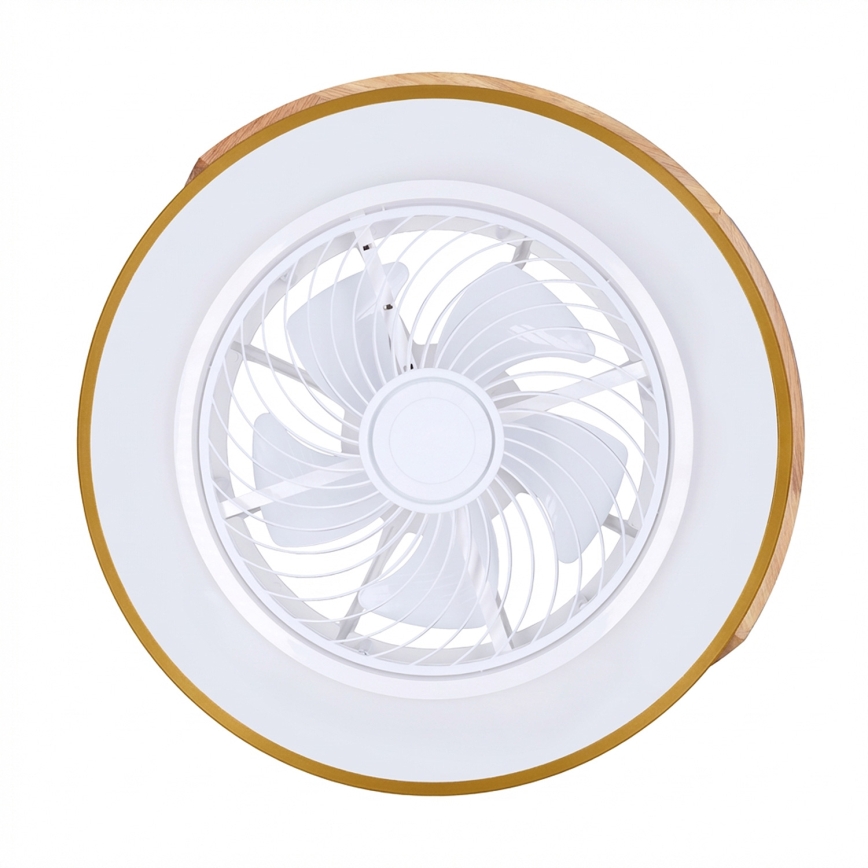 Brilagi - Dimbare LED-plafondlamp met ventilator LED/38W/230V 3000-6500K Ø 50 cm blauw/eiken + afstandsbediening
