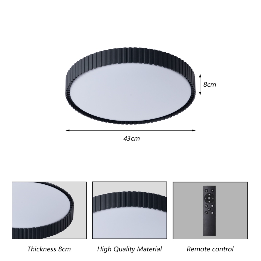 Brilagi - Dimbare LED-plafondlamp ORINO LED/54W/230V 3000-6000K zwart Ø 43 cm + afstandsbediening