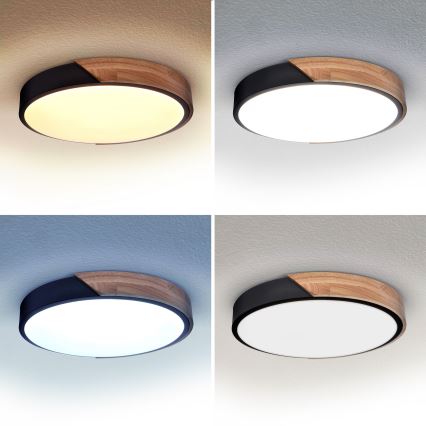 Brilagi - LED dimbare plafondlamp PILANA LED/48W/230V 3000-6500K eiken Ø 40 cm + afstandsbediening