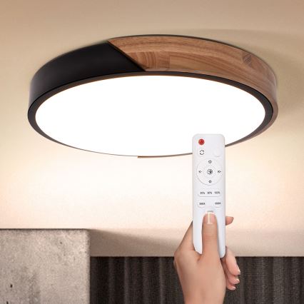 Brilagi - LED dimbare plafondlamp PILANA LED/48W/230V 3000-6500K eiken Ø 40 cm + afstandsbediening