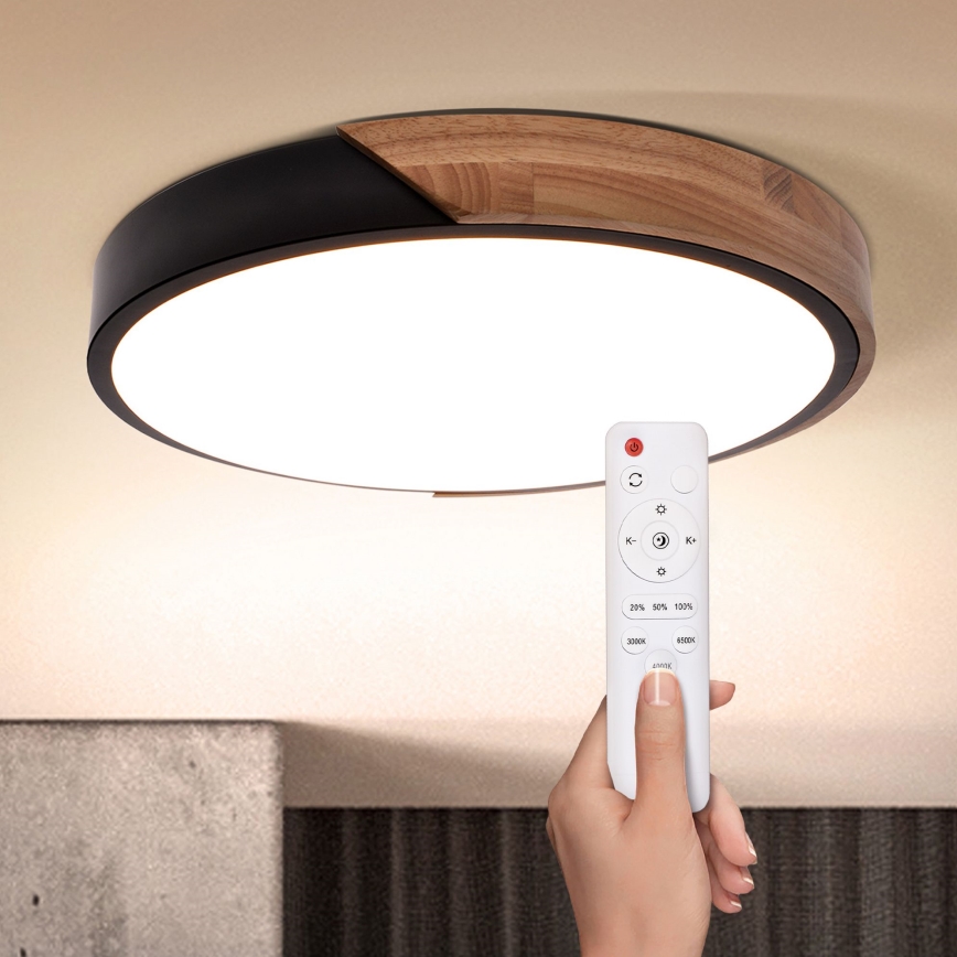 Brilagi - LED dimbare plafondlamp PILANA LED/48W/230V 3000-6500K eiken Ø 40 cm + afstandsbediening