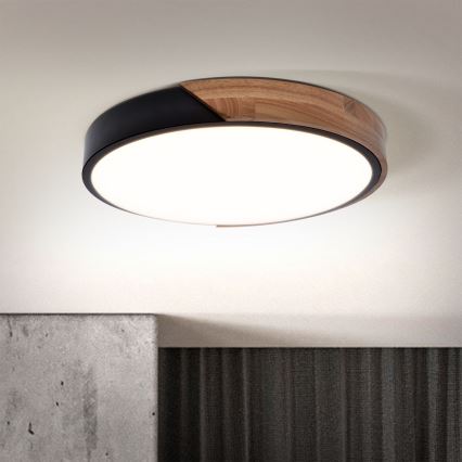 Brilagi - LED dimbare plafondlamp PILANA LED/48W/230V 3000-6500K eiken Ø 40 cm + afstandsbediening