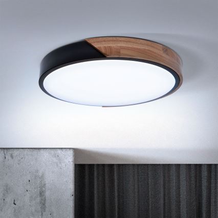 Brilagi - LED dimbare plafondlamp PILANA LED/48W/230V 3000-6500K eiken Ø 40 cm + afstandsbediening