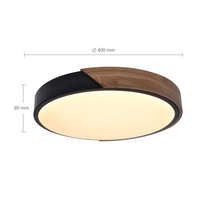 Brilagi - LED dimbare plafondlamp PILANA LED/48W/230V 3000-6500K eiken Ø 40 cm + afstandsbediening