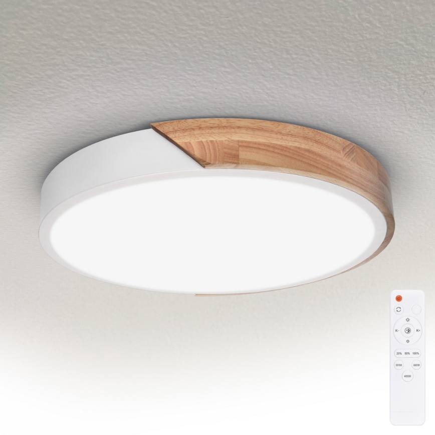 Brilagi - LED dimbare plafondlamp PILANA LED/48W/230V eik/wit Ø 40 cm + afstandsbediening