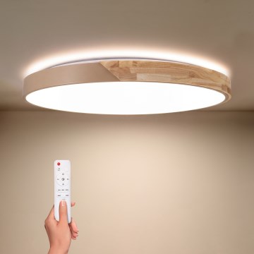 BRILAGI - LED dimbare plafondlamp PILANA LED/72W/230V 3000-6500K eiken/beige Ø 80 cm + afstandsbediening