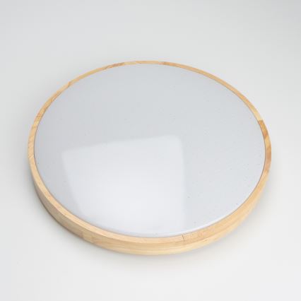 Brilagi - Dimbare LED-plafondlamp PINE LED/24W/230V hout Ø 42 cm 3000-6500K + afstandsbediening