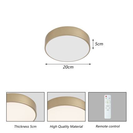 BRILAGI - LED dimbare plafondlamp POOL LED/24W/230V 3000-6000K Ø 20 cm goudkleurig + afstandsbediening