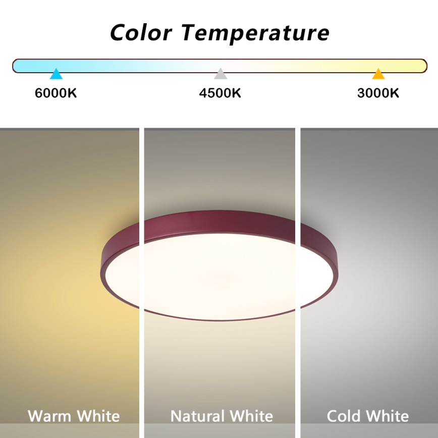 Brilagi - LED dimbare plafondlamp POOL LED/36W/230V 3000-6000K Ø 30 cm bordeaux + afstandsbediening