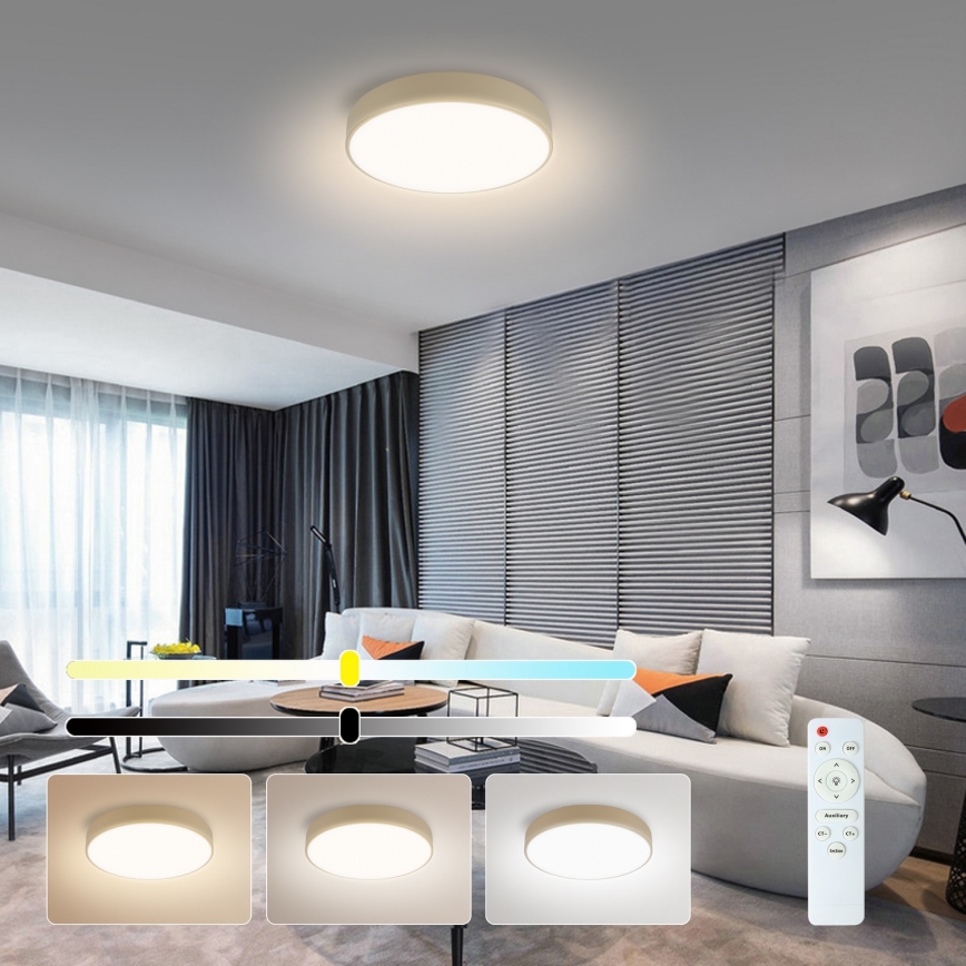 Brilagi - LED plafondlamp POOL LED/36W/230V 3000-6000K diameter 30 cm beige + afstandsbediening