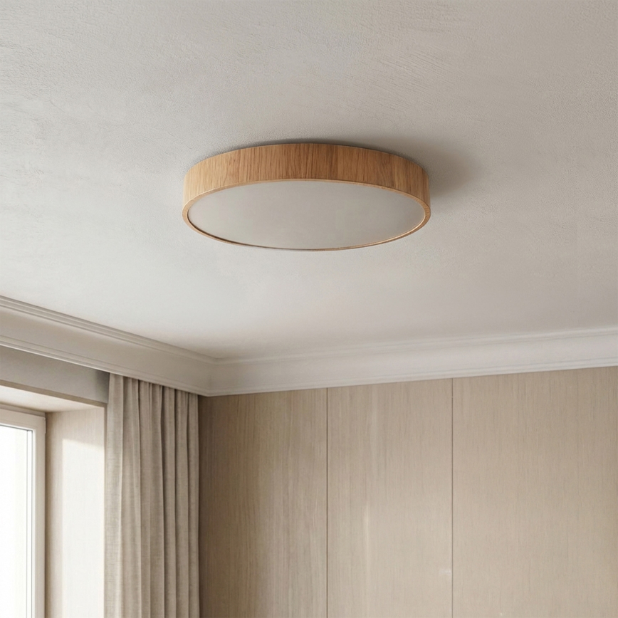 Brilagi - LED-dimbare plafondlamp POOL LED/36W/230V 3000-6000K Ø 30 cm houtdecor + afstandsbediening