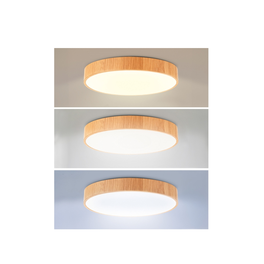 Brilagi - LED-dimbare plafondlamp POOL LED/36W/230V 3000-6000K Ø 30 cm houtdecor + afstandsbediening