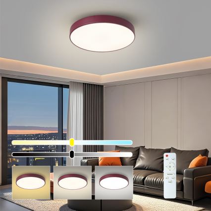 Brilagi - LED dimbare plafondlamp POOL LED/48W/230V 3000-6000K Ø 40 cm bordeaux + afstandsbediening