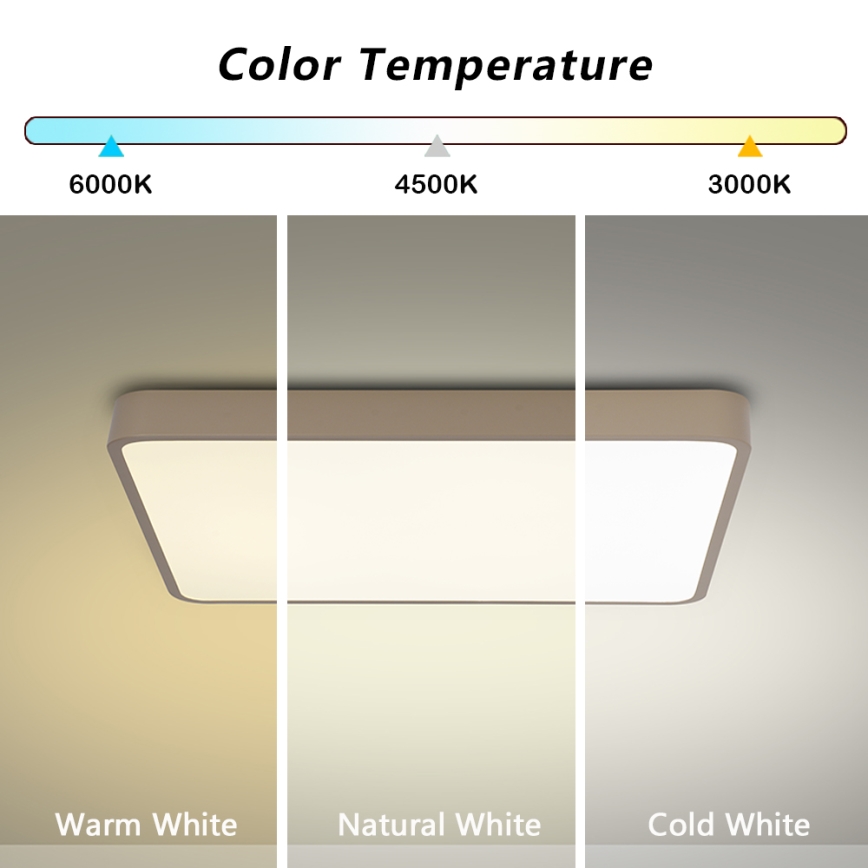 Brilagi - LED dimbare plafondlamp POOL LED/48W/230V 3000-6000K 50x50 cm beige + afstandsbediening