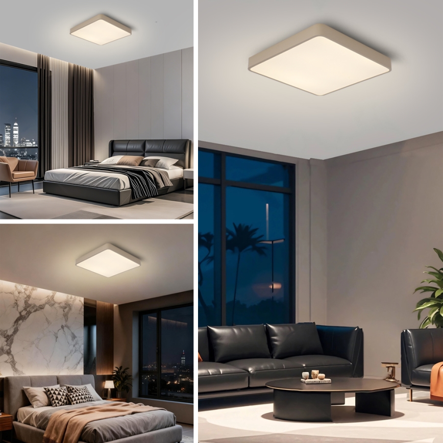 Brilagi - LED dimbare plafondlamp POOL LED/48W/230V 3000-6000K 50x50 cm beige + afstandsbediening