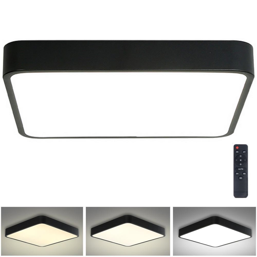 Brilagi - LED dimbare plafondlamp POOL LED/48W/230V 3000-6000K 50x50 cm zwart + afstandsbediening